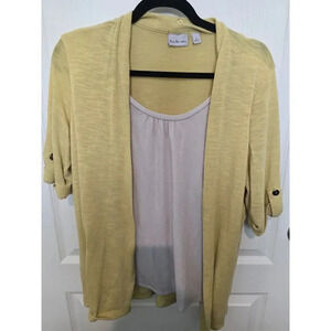 Yellow White Kim Rodgers Cardigan Large